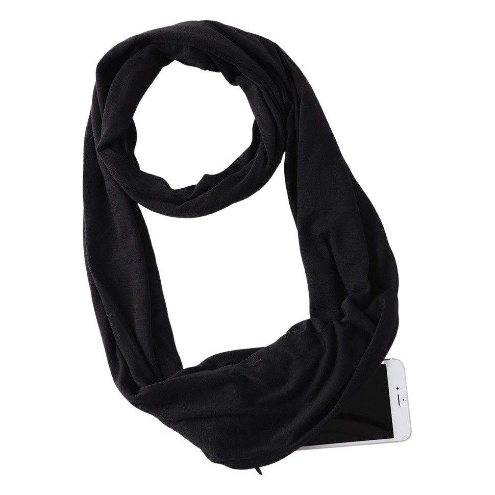 24 European and American Style Plain Scarves Amazon Autumn and Winter Warm Neck-Warming Scarf with Zipper Pocket Infinity Scarf Neck Protector