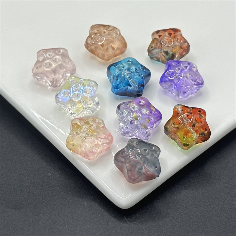 琉璃珠14mm横孔贯穿陨石星星陨坑五角星直播diy手串手链串珠材料