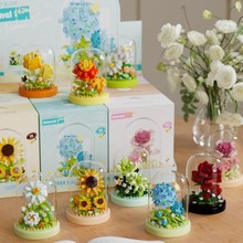 兼容乐高玫瑰向日葵秘境花语积木花盆栽手工摆件植物盆栽女生礼物