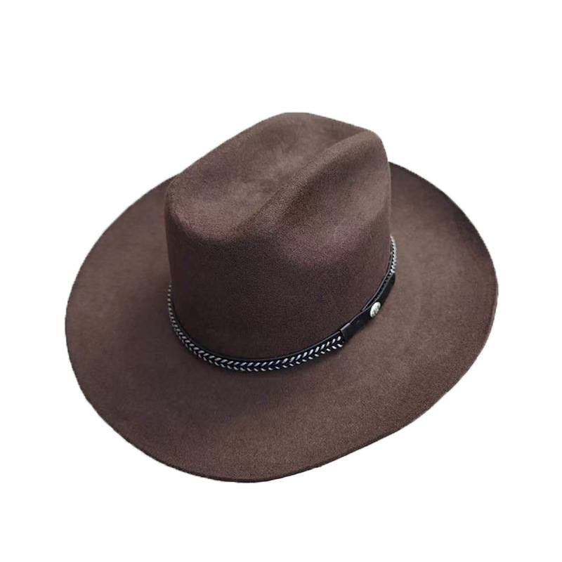 Cappello da cowboy western alla moda e versatile, in denim neutro, stile pecora, in feltro di pura lana_voghion.com
