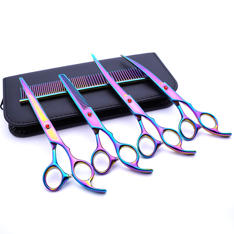 Tijeras para mascotas, herramientas profesionales de peluquería, herramienta mágica para cortar el pelo, tijeras rectas, tijeras curvas, gato, Teddy, Bichón, eliminación de pelo de perro