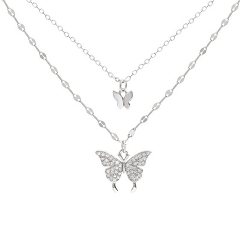 South Korea double layered butterfly necklace clavicle chain