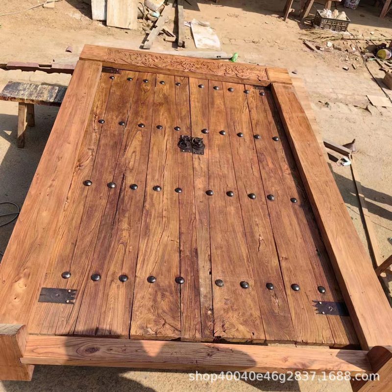 Factory Direct sales weathering old elm antique door classical Chinese solid wood entrance door retro old elm door