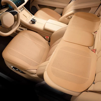 Seat cushion, seat cover, Cool Single-Piece Main Driver's Seat Cover - akiba-chestnut-punched-breathable-full-covered-edge-three-piece-set-for-the-whole-car