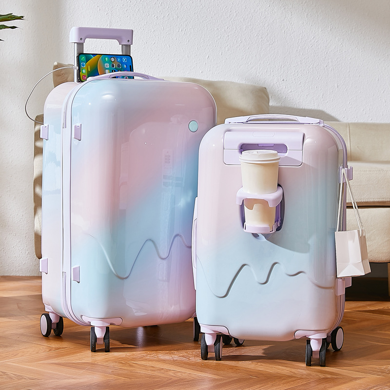 [Fábrica de selección estricta] maleta de alto valor nominal Gradiente de palanca de tracción maleta de viaje ligera y duradera de 20 pulgadas