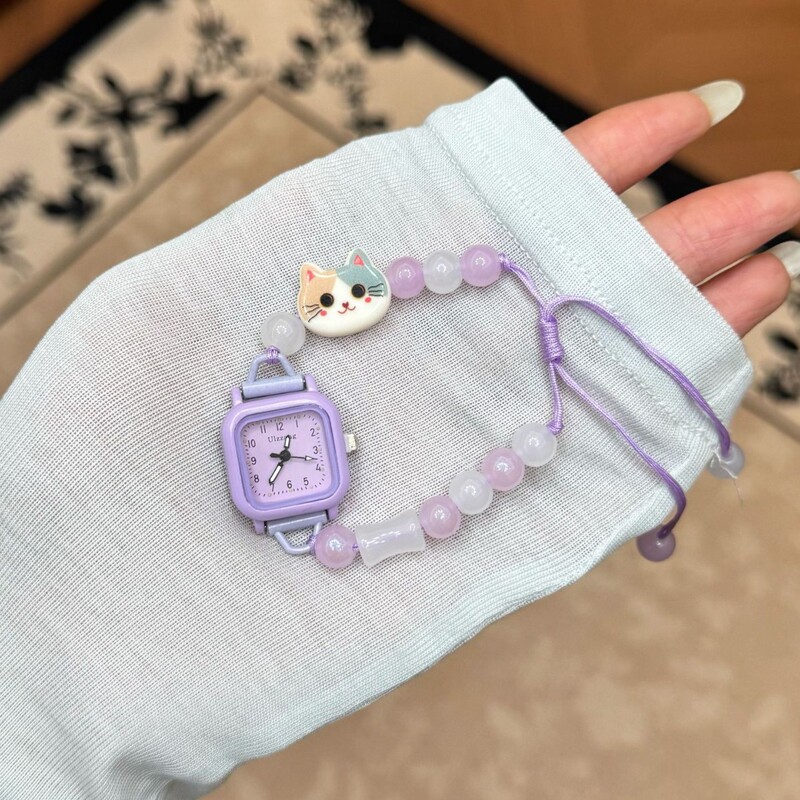 Cat-themed beaded bracelet watch, forest-style fresh and simple student quartz watch, ins-style versatile women's watch wholesale Cat-themed beaded bracelet watch, forest-style fresh and simple student quartz watch, ins-style versatile women's watch wholesale
