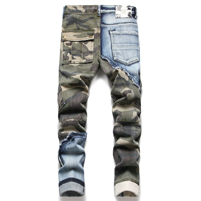 Эластичные кежуалы-camouflage джинсы, коллекция 2023, slim fit
