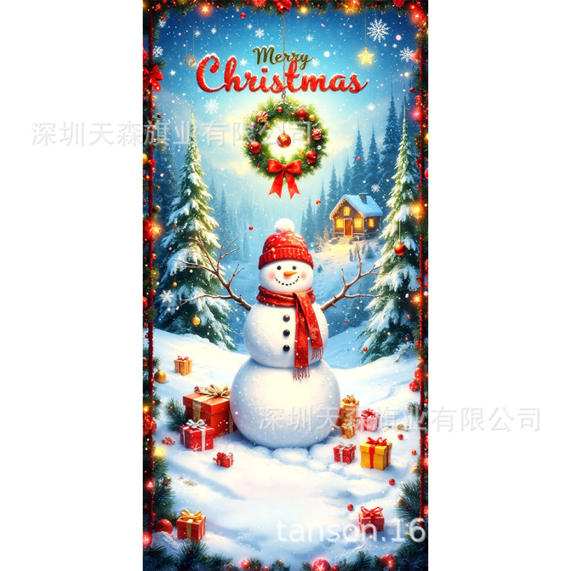 跨境新款热卖圣诞节门帘圣诞老人门盖节日装饰旗帜户外拍照背景布|undefined