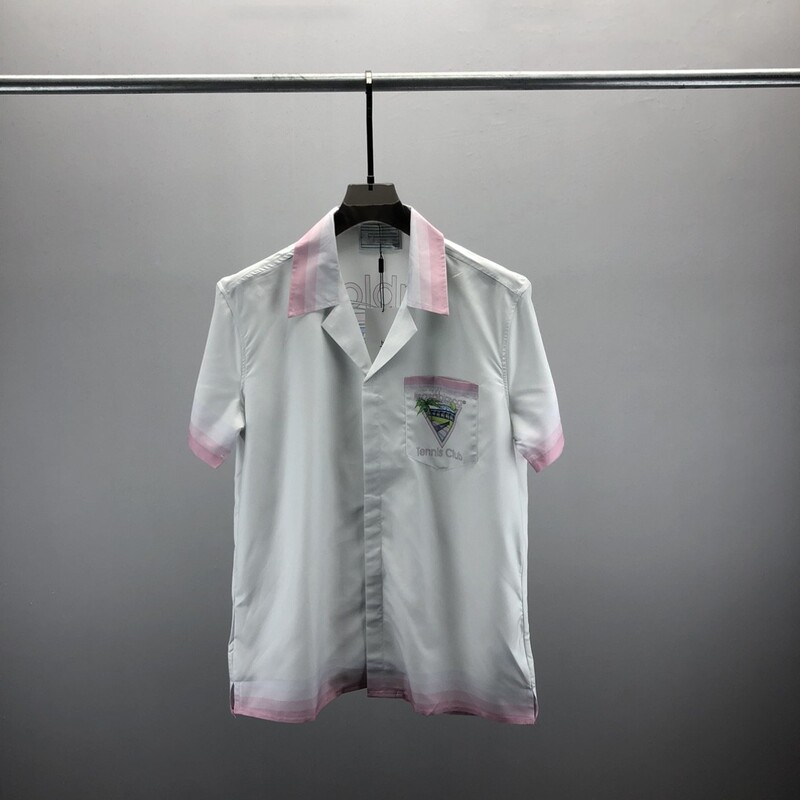 2024 New Summer Casasa Men's Suit Short-Sleeved Shirt Shorts with Mesh Lettering Tennis Court Print Versatile