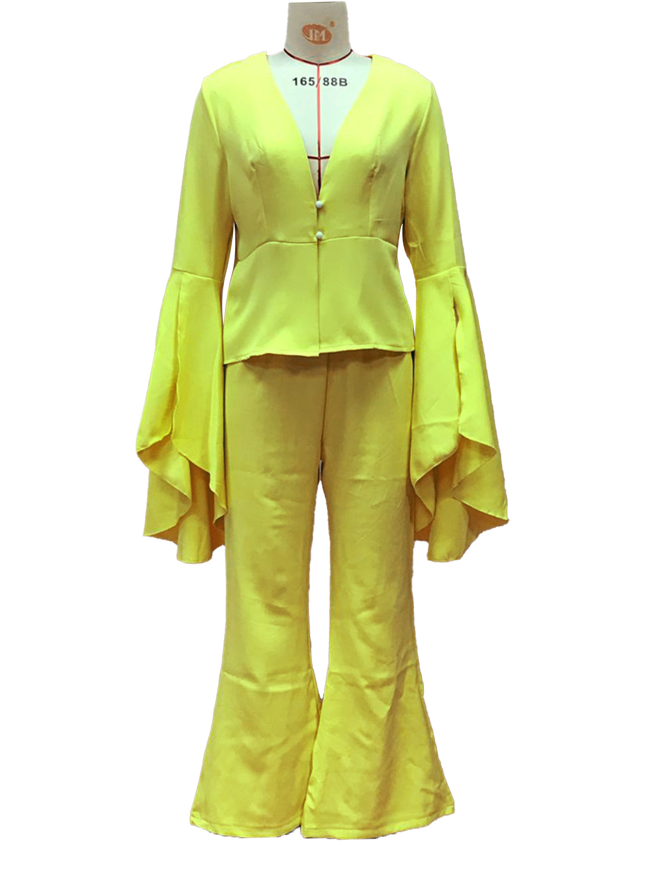 GraceChic 2025 Spring New Goddess Style Elegant Fashion Blazer Jacket High Waist Flared Pants Two-Piece Set For Women_voghion.com