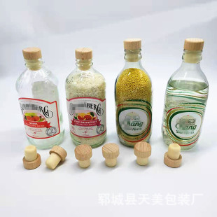 Empty Bottle Stopper Tai Xiang Brand Soda Water Bottle Cap Elephant Sparkling Water Bottle Empty Glass Bottle Beech Wood Sealed Bottle Stopper Wooden Stopper