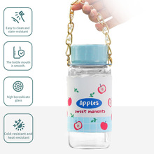 高颜值随手玻璃杯网红珠链手提高颜值水杯学生用便携ins风玻璃杯