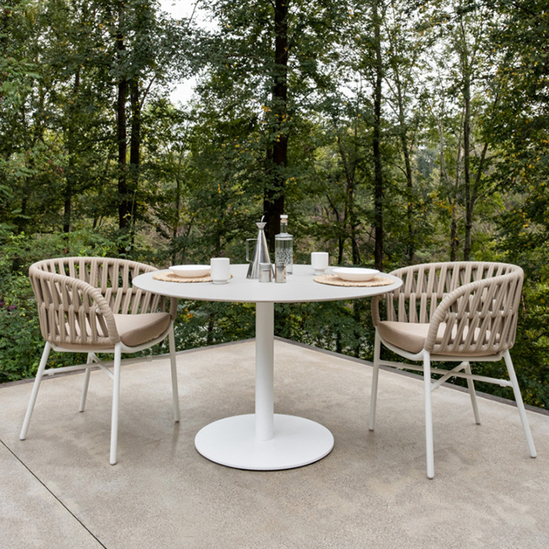 Mesa y silla de jardín al aire libre combinación de patio al aire libre villa zona de ocio balcón al aire libre silla de caña de aluminio muebles