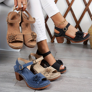 I 3359 Flower Decor One-Strap Sandals ����һ�֎��¸�Ь�¿�W
