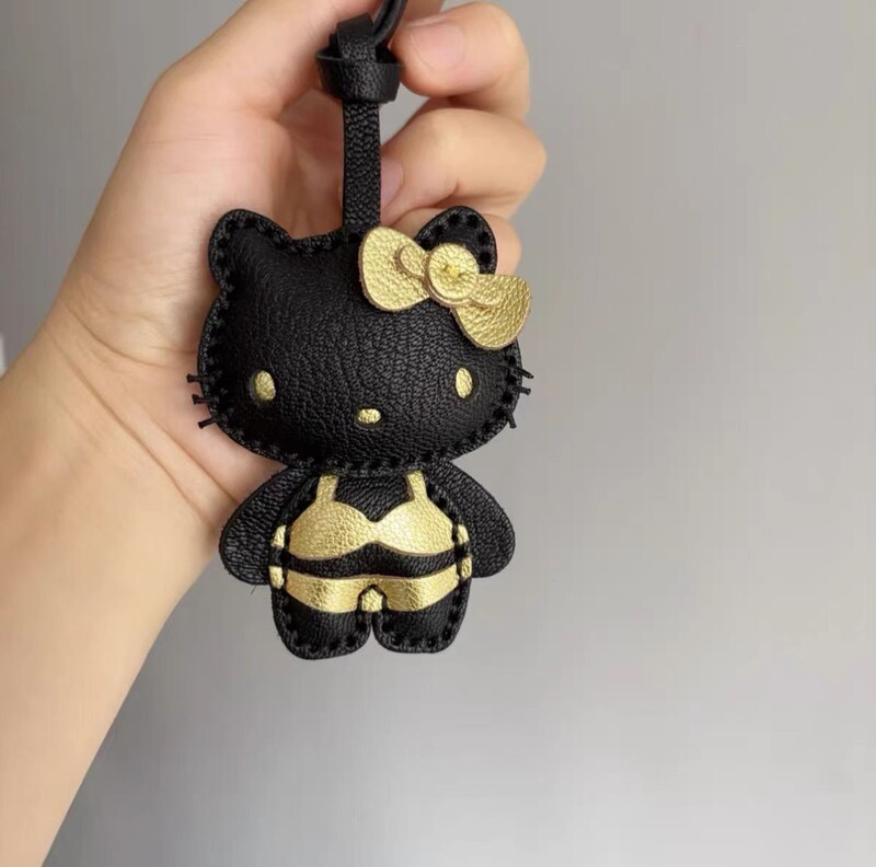 甜美粉色蝴蝶结kitty猫串珠手机链可爱少女心包包挂链钥匙扣链女|undefined