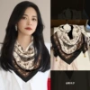 Mika [Two-color floral~magnetic cotton square scarf]