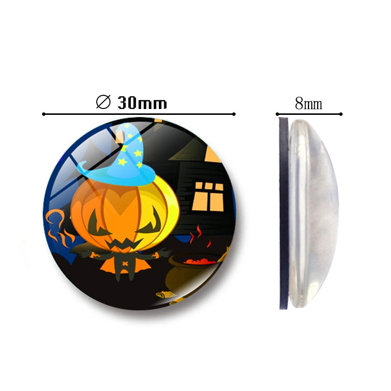 할로윈 두개골 호박 크리스탈 유리 냉장고 30MM 창조적 인 가정 장식 마그네틱 화이트 보드 스티커 작은 선물