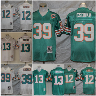 Miami Dolphins Legend Ii Football Jersey 13 # 39 # 12 # Retro Version of Embroidered Ball Uniform Team Uniform T-Shirt
