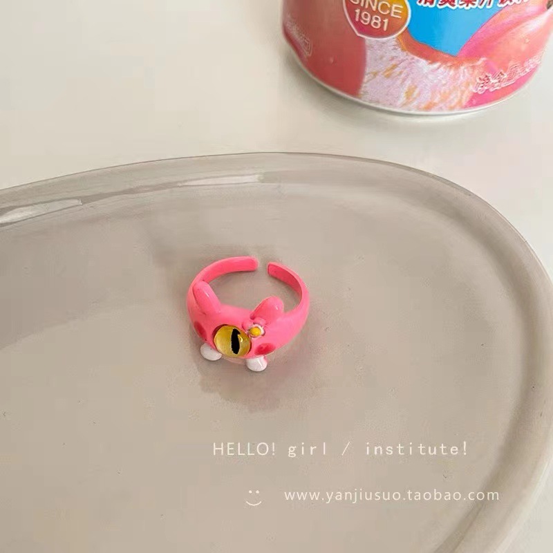 Dibujos animados lindo gato anillo 2023 nuevo nicho diseño chica corazón exquisita joyería al por mayor
