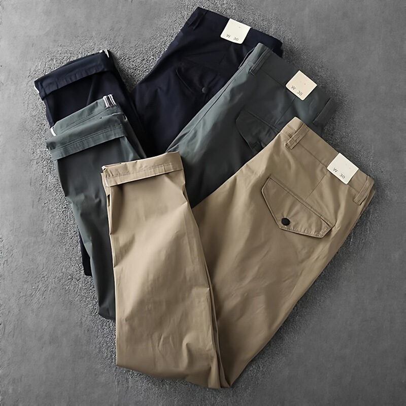 Summer Thin Men's Slim-Fit Tapered Slightly Stretchy Washed Cropped Pants Simple Straight-Leg Lightweight Quick-Dry Casual Pants for Men Summer Thin Men's Slim-Fit Tapered Slightly Stretchy Washed Cropped Pants Simple Straight-Leg Lightweight Quick-Dry Casual Pants for Men