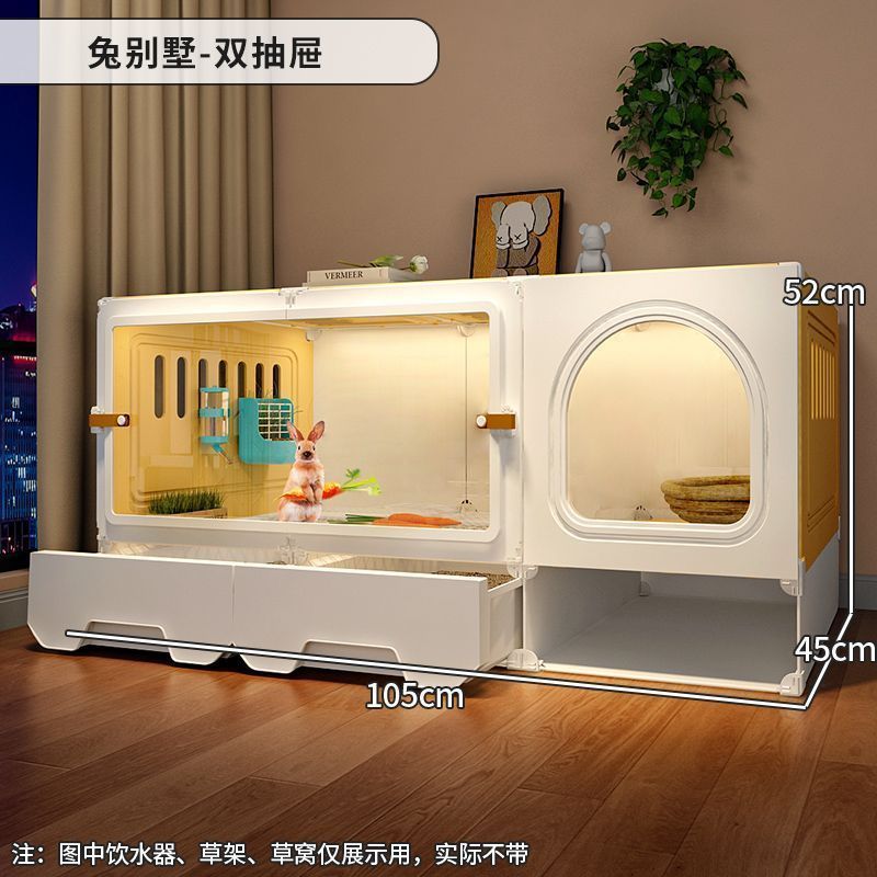 全景兔子笼子家用大号带厕所清粪防喷尿兔别墅冬天室内兔窝|undefined