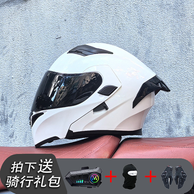 ORZ Casco de carreras Casco de doble lente totalmente cubierto para hombre Casco completo Four Seasons Travel Rally Casco completo Personalidad Bluetooth