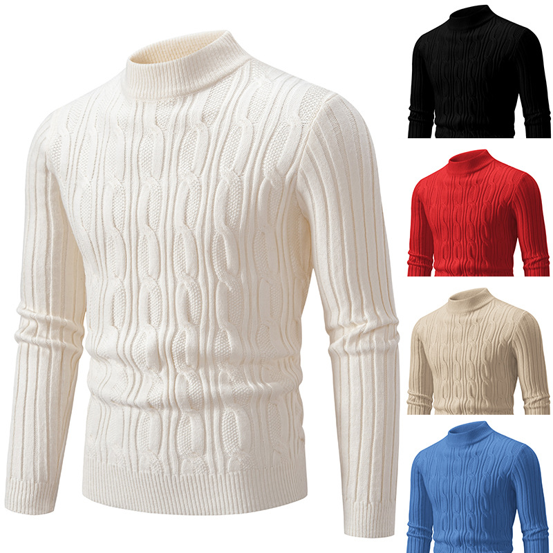 Men’s Autumn And Winter New Knitted Sweater, Fashionable And Warm Pullover, Slim Fit Sweater, Base Sweater