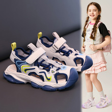 童鞋女童包头凉鞋2025新款夏季镂空儿童网鞋女孩软底单网面运动鞋