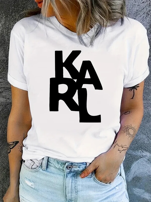 2025 Karl Women's T-Shirt Letter Printing Short-Sleeved T-Shirt High Quality Luxury Brand T-Shirt Summer Street Clothing