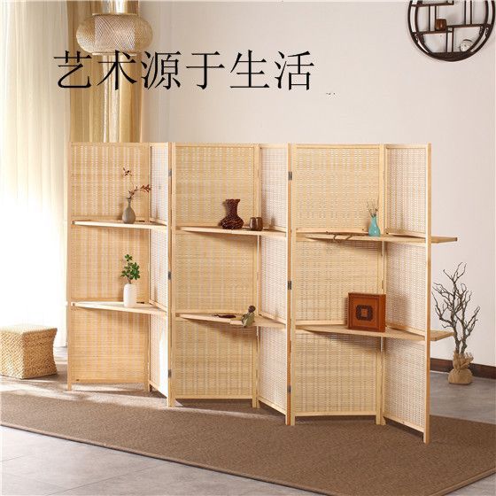 Chinese Style Folding Screen Partition Simple Modern Living Room Wall Mobile Folding Screen Hotel Solid Wood Bamboo Screen Partition