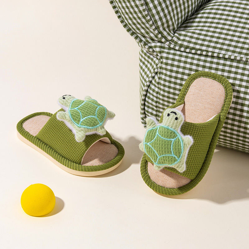 Little Deer Milli autumn and winter linen new cute cartoon indoor soft-soled silent slippers for boys and girls Little Deer Milli autumn and winter linen new cute cartoon indoor soft-soled silent slippers for boys and girls