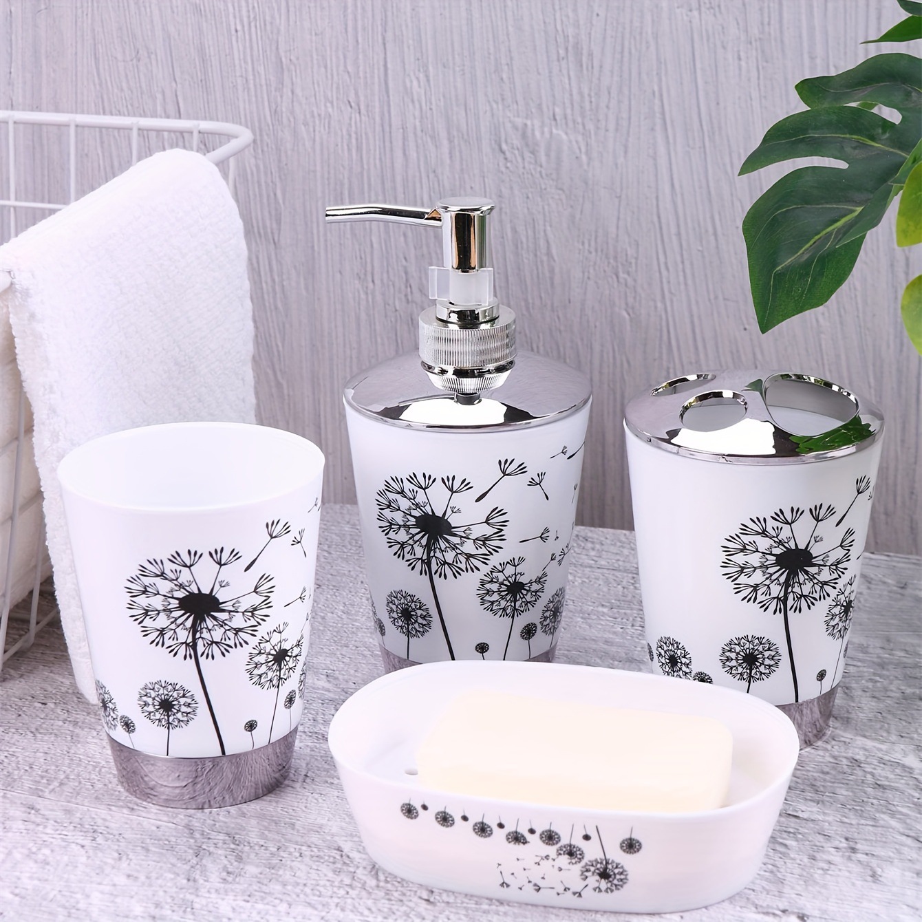 Black Bathroom Kit 4pcs/Set Lotion Botella Toothbrush cepillo de dientes transfronterizo