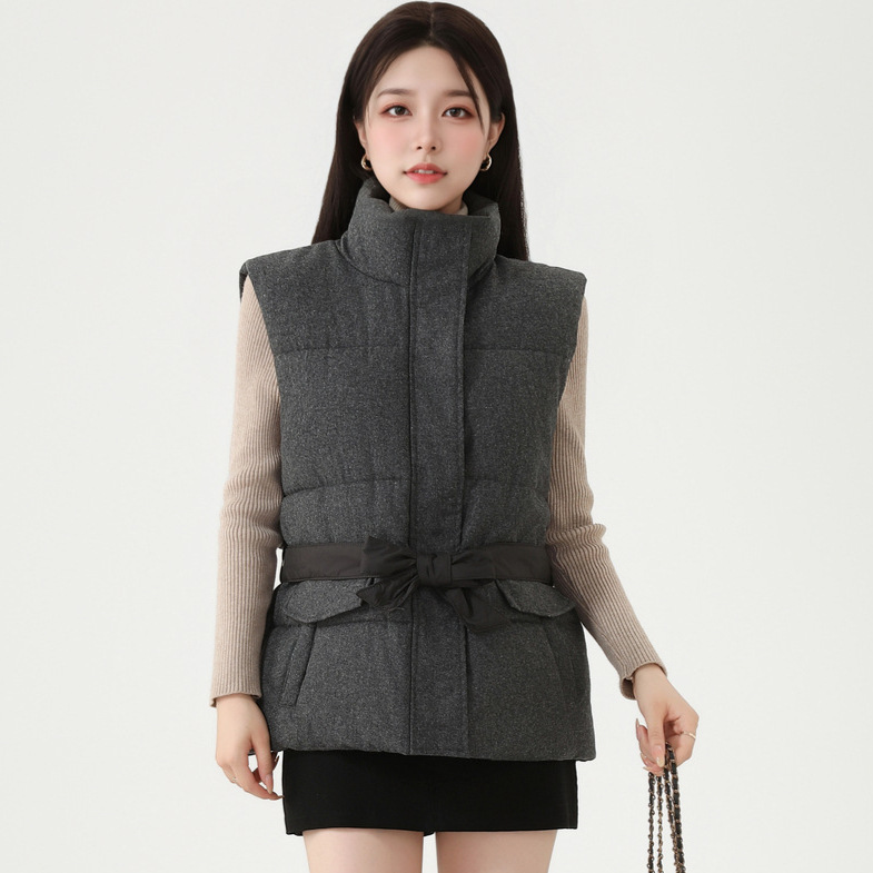 欧洲站2025新款洋气立领棉马甲女短款宽松时尚设计感百搭马夹坎肩|undefined