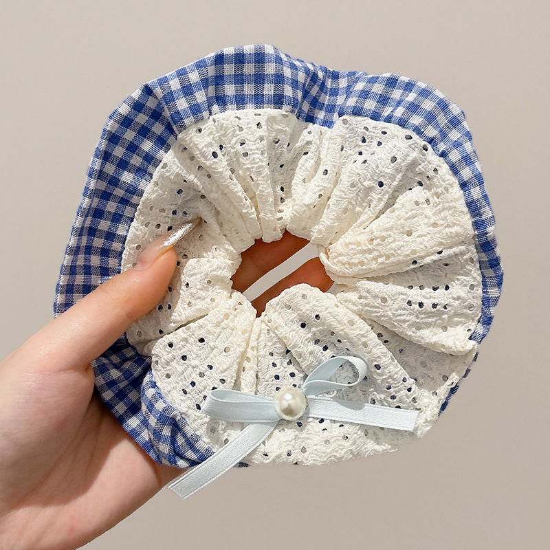 Coreano super grande encaje intestino anillo de cabello para mujeres de alta calidad elástica correa de goma duradera toallas cuadradas para cabello