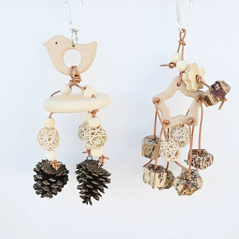 Попугай птица игрушка деревянная мультяшная кожаная веревка кусает нитку натуральных фруктов