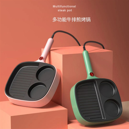 Cross-border breakfast machine small flat-bottom electric frying pan fried egg pancake non-stick pan burger machine dormitory barbecue electric hot pan