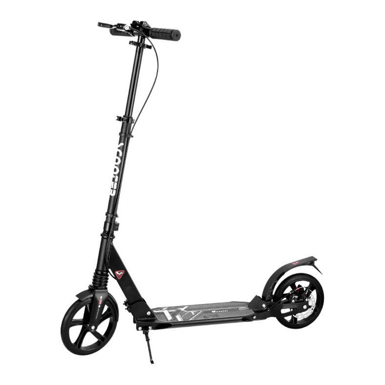 Fabricante original de scooters de dos ruedas de PU al por mayor, bicicleta plegable de una sola rueda de aleación de aluminio, patinete de movilidad con doble amortiguación.