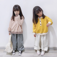 两面穿ANKRT 秋冬日系休闲亲子装男童拼色上衣女童毛圈卫衣外套