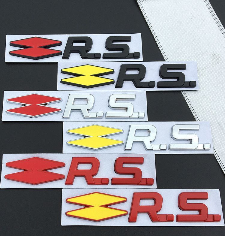 Renault car personalized three-dimensional diamond-shaped RS English car sticker, RS metal sticker, car body decoration sticker, fender side tail emblem