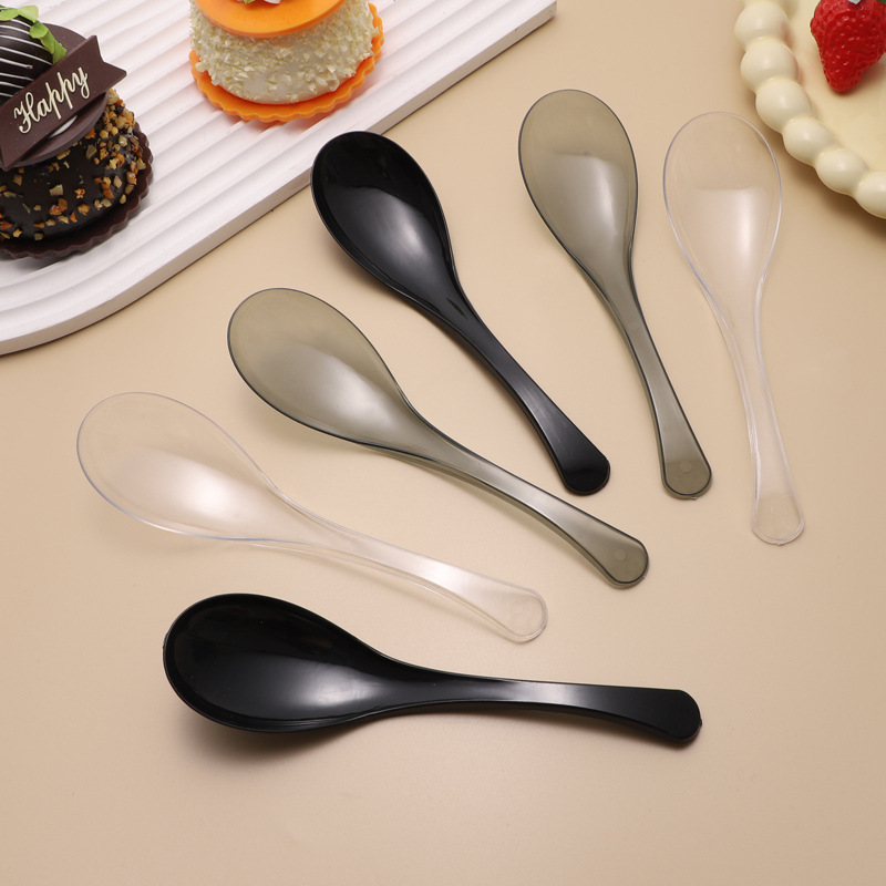 Cucharas desechables grandes cucharas de plástico empaquetadas por separado cucharas de postres comerciales cucharas de comida redondas cucharas de mangos largos cucharas auspiciosas