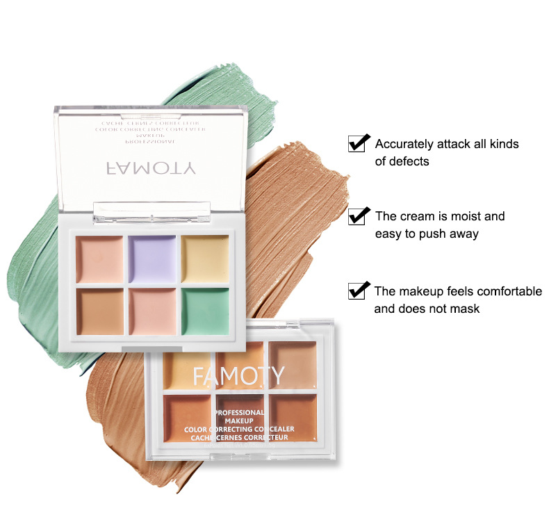 FAMOTY6 Color Concealer hellt die Hautfarbe auf und fixiert dreidimensionalen Concealer, feuchtigkeitsspendender und feuchtigkeitsspendender Service zum Abdecken von Akne-Print-Farb-Cro_voghion.com