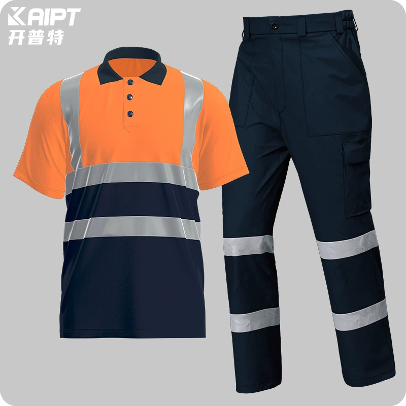 Трансграничный летний быстрый сухой с короткими рукавами костюм светоотражающие полоски тонкая дышащая рубашка POLO культурная рубашка мастерская механика мастерская