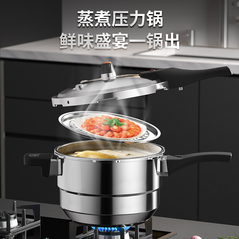 Seguridad cocina integrada de acero inoxidable olla a presión al por mayor del hogar 22-26cm cocina de inducción estufa de gas de presión universal