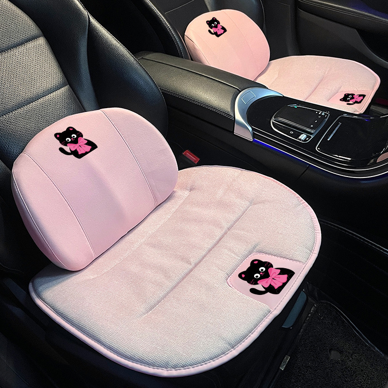 リネン車クッション夏通気アイスクッションレディース四季通用アニメかわいい車飾りシートカバー|undefined