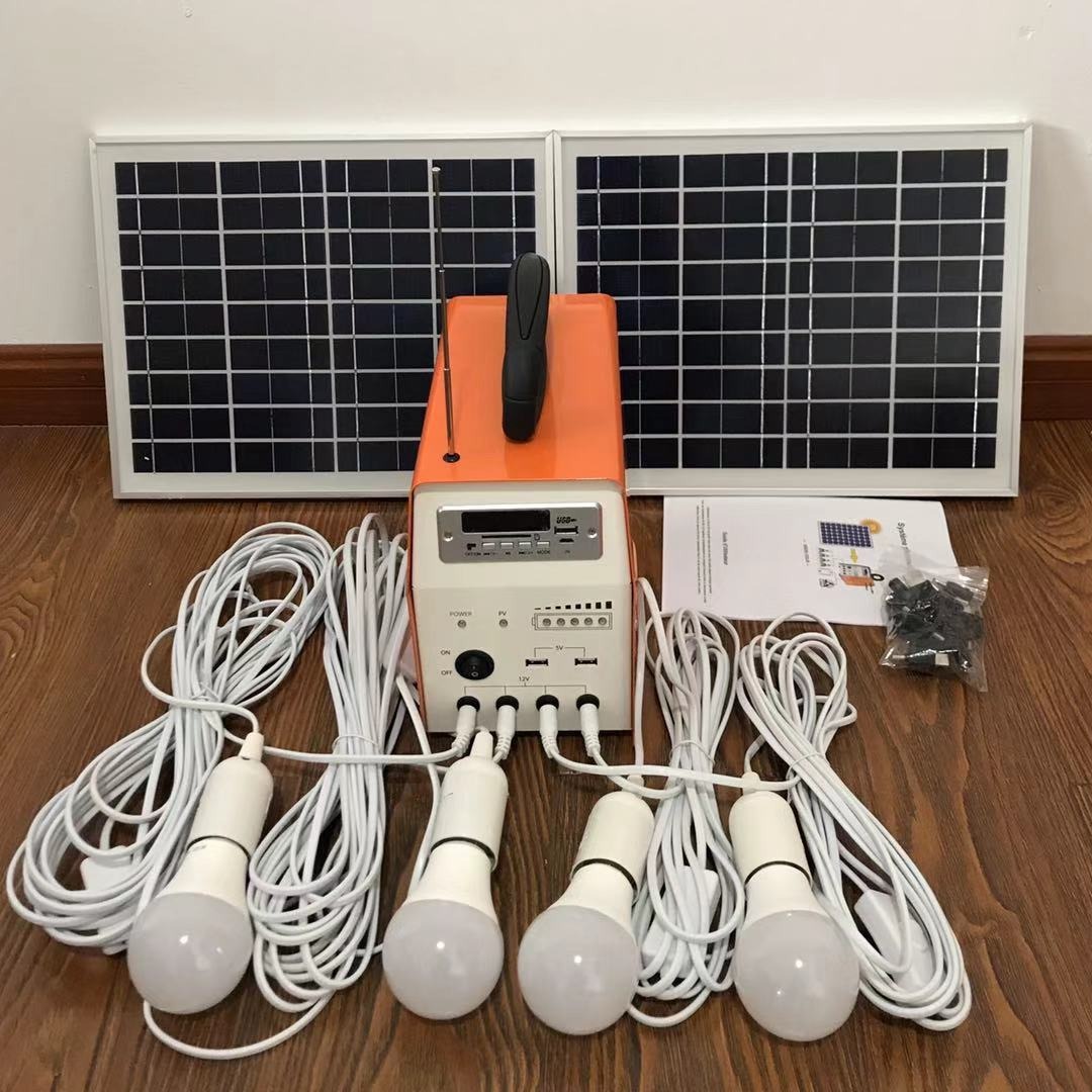 12V直流太阳能发电系统光伏发电机20W家用收音机蓝牙播放功能跨境