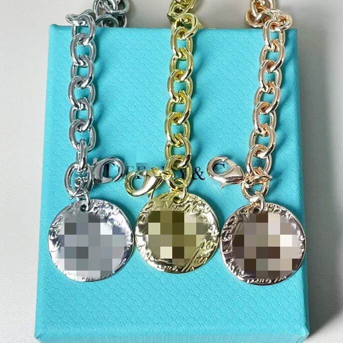 T-Brand Bracelet/D-Brand Same Style Cross-Border European and American Hot-Selling Metal Wave Circle Pendant Bracelet for Women, Fashionable Bestseller T-Brand Bracelet/D-Brand Same Style Cross-Border European and American Hot-Selling Metal Wave Circle Pendant Bracelet for Women, Fashionable Bestseller