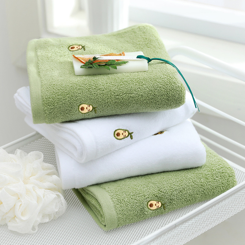 Full embroidered avocado cotton towel net red cotton face towel adult soft absorbent embroidered logo wholesale
