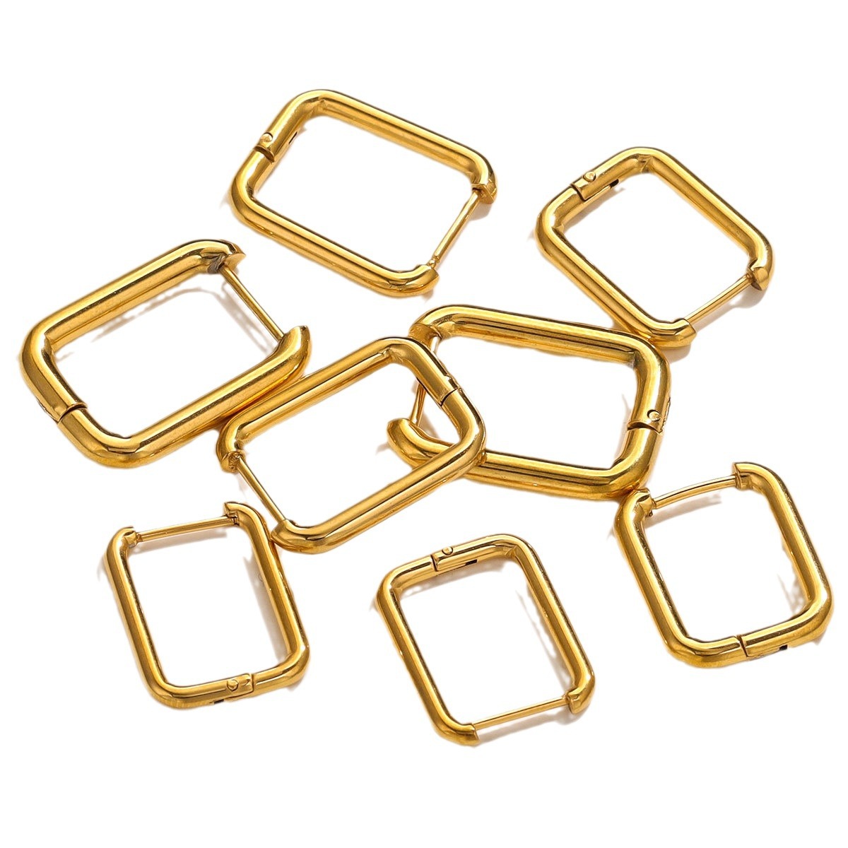 Titanio acero cuadrado oído hebilla simple moda brillante pendientes rectangulares DIY accesorios de la joyería impermeable vacío plateado joyería