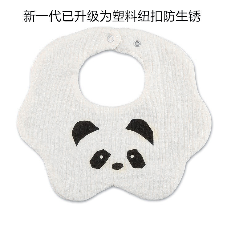 Toalla de saliva para bebé 6 capas de gasa de algodón grueso babero de bebé de 360 grados con impresión de dibujos animados babero para bebé