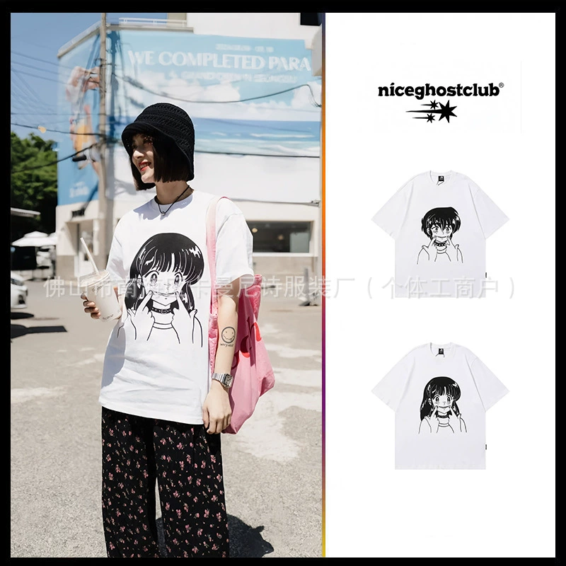 Корейский модный бренд niceghostclub с короткими рукавами и принтом из чистого хлопка, свободная футболка в парном стиле с круглым вырезом, тот же стиль Yim Jung-han